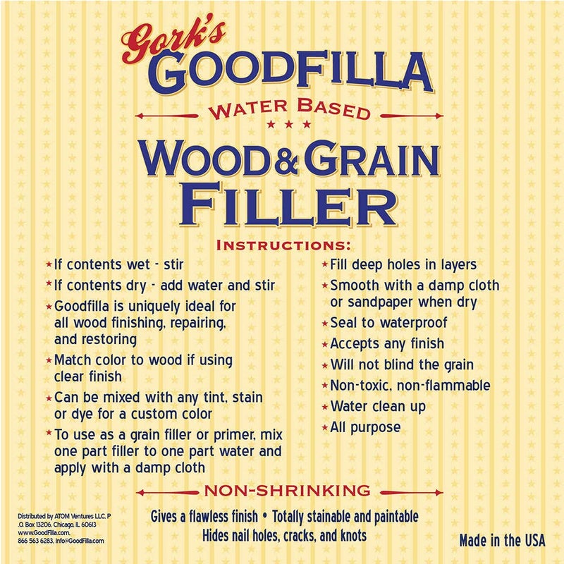 Goodfilla White Oak, 8 oz, Wood and Grain Filler, Stainable, Tintable, Sandable, Zero Waste, Non-Toxic, USA Made - Image 3